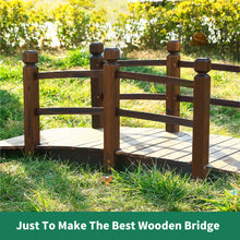 Load image into Gallery viewer, SCENDOR Garden Bridges Wooden 5 FT, Classic Bridge Arch with Safety Railings Stained Finished Footbridge
