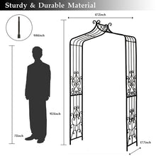 Load image into Gallery viewer, Scendor 47.2&quot; W x 92.5&quot; H Iron Arbor, Black Garden Arch, Trellis Arbor for Various Climbing Plant Growing
